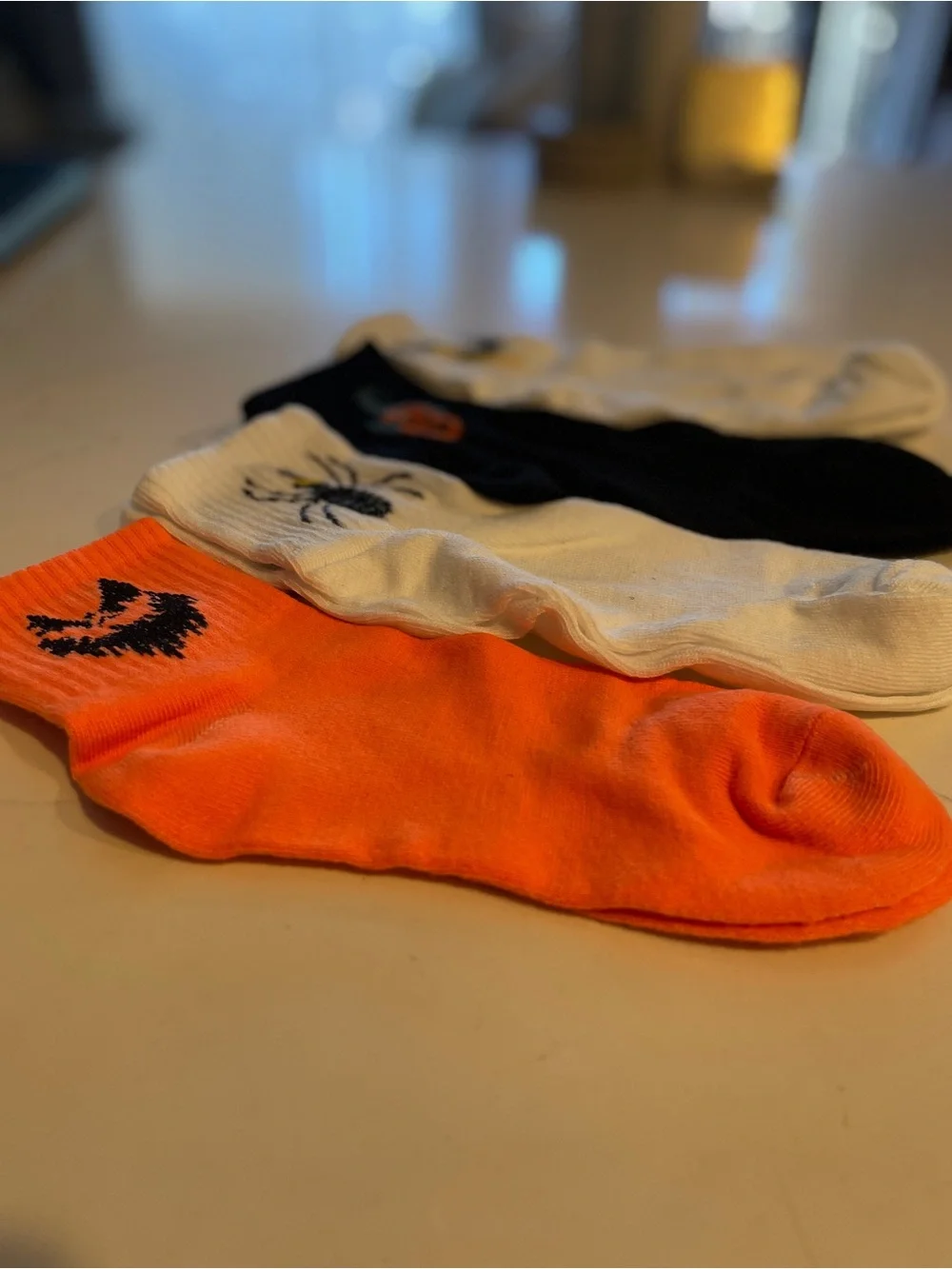 Kids Halloween Crew Socks - Pack of 4 - Orange, White & Black